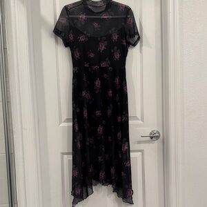 Floral Black and Purple Women's Dress